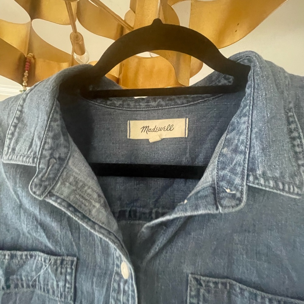 Madewell Denim Oversized Ex Boyfriend Blue Shirt